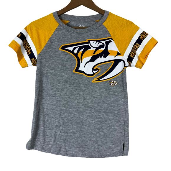 NHL Nashville Predators Graphic T-Shirt Unisex Youth M Gray Yellow Sports Hockey - Picture 1 of 5
